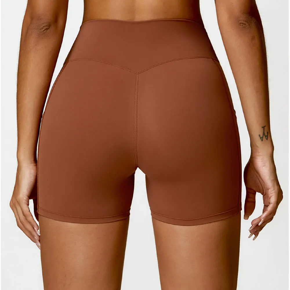 Yoga Shorts Pocket Women Fitness Shorts Running Cycling Shorts Breathable Sports Leggings High Waist Summer Workout Gym Shorts