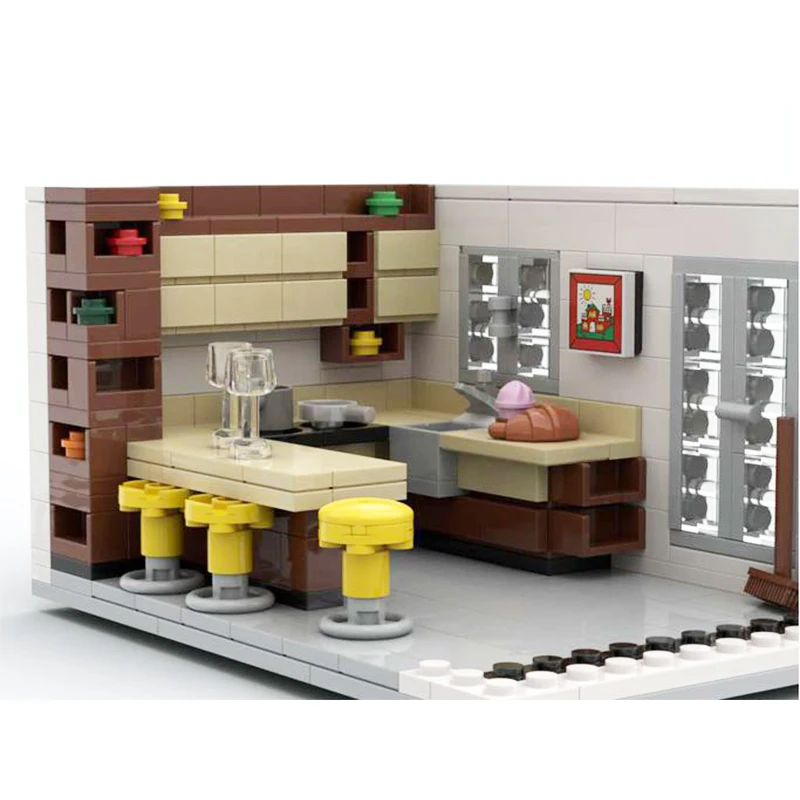 MOC-48078 Modern Building Modular My kitchen Building Block Assembly Model Brick Toy regali per bambini