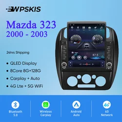 8Core 8G+128G Carplay Auto Car Radio Audio Stereo Tape Recorder HU Head Unit For Mazda 323 BJ 2000 - 2003 GPS Navi DVD Cassette