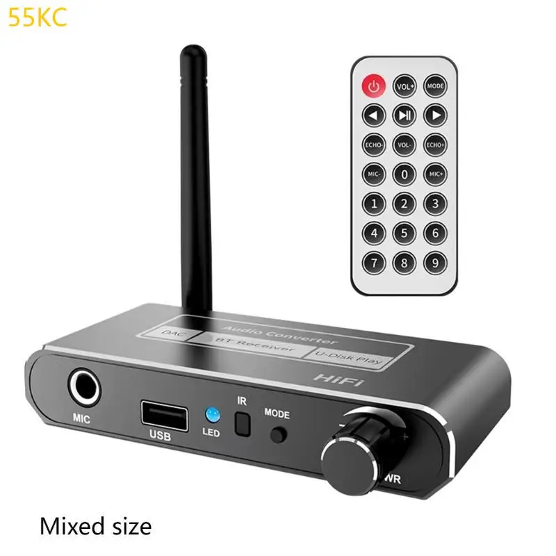 55KC r DAC Converter Adapter Coaxial to R/L 3.5mm Aux Adapter Support U-Disk