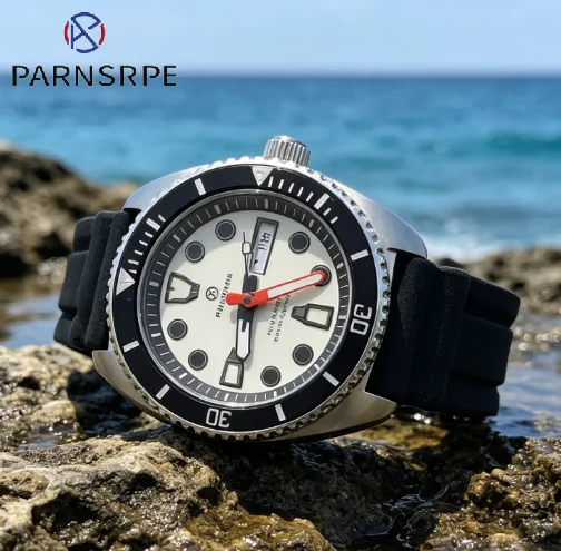 

Parnsrpe - Men's Watch, Night Full Luminous Dial, Stainless Steel Waterproof Case, Comfortable Rubber Strap, Men's NH36 Watch