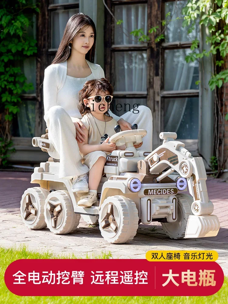 Tqh Children's Excavator Toy Car Can Sit Remote Control Electric Engineering Car Large Six-Wheel off-Road Excavator