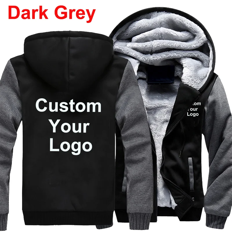 Winter Custom Your Logo Hoodies Warm Men Fashion Jacket Outdoor Casual Thicken Sweatshirts Men Coat