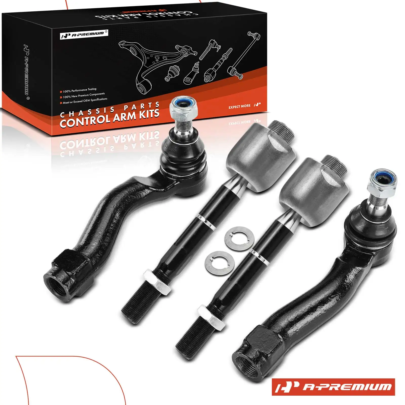 A-Premium 4x Front Inner & Outer Tie Rod End Kit for Toyota Land Cruiser 2013-2021 Lexus LX570 2015-2021