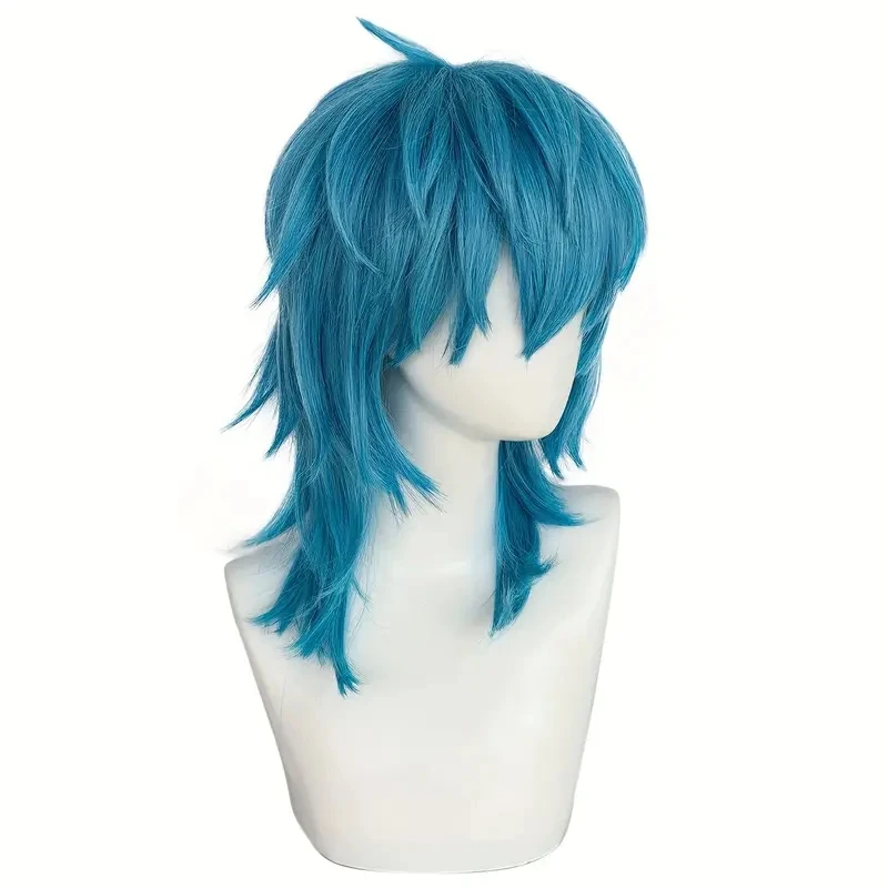 Artificial medium-length straight blue Salic cosplay hairstyle with bangs - heat-resistant, synthetic, perfect for Halloween image 3