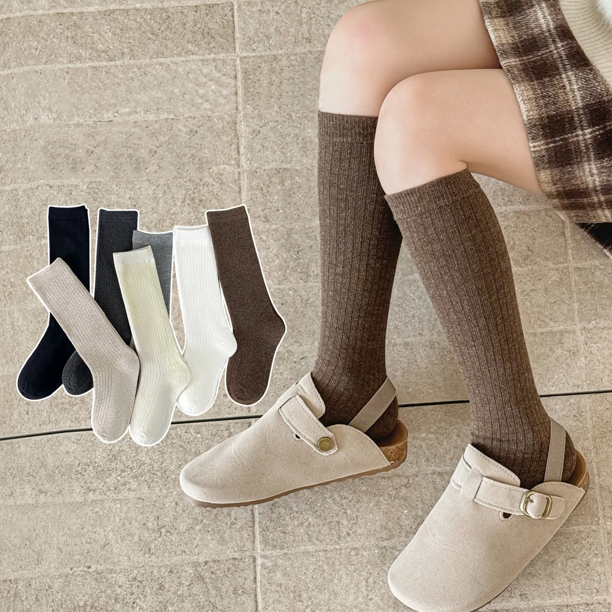 Cotton Kids Long Calf Socks For Girls Boys 3-12Years Casual College Style Children Stockings Soft Breathable Spring Autumn Socks