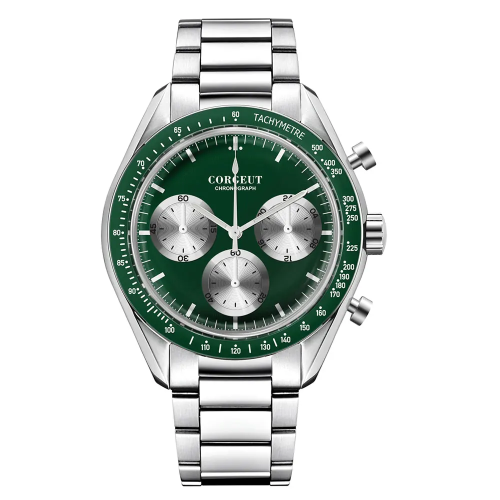 Logotipo personalizado corgeut 40mm vk63 quartzo cronógrafo relógio masculino à prova dwaterproof água часы муж ngaе couro esporte relogio homem relógios