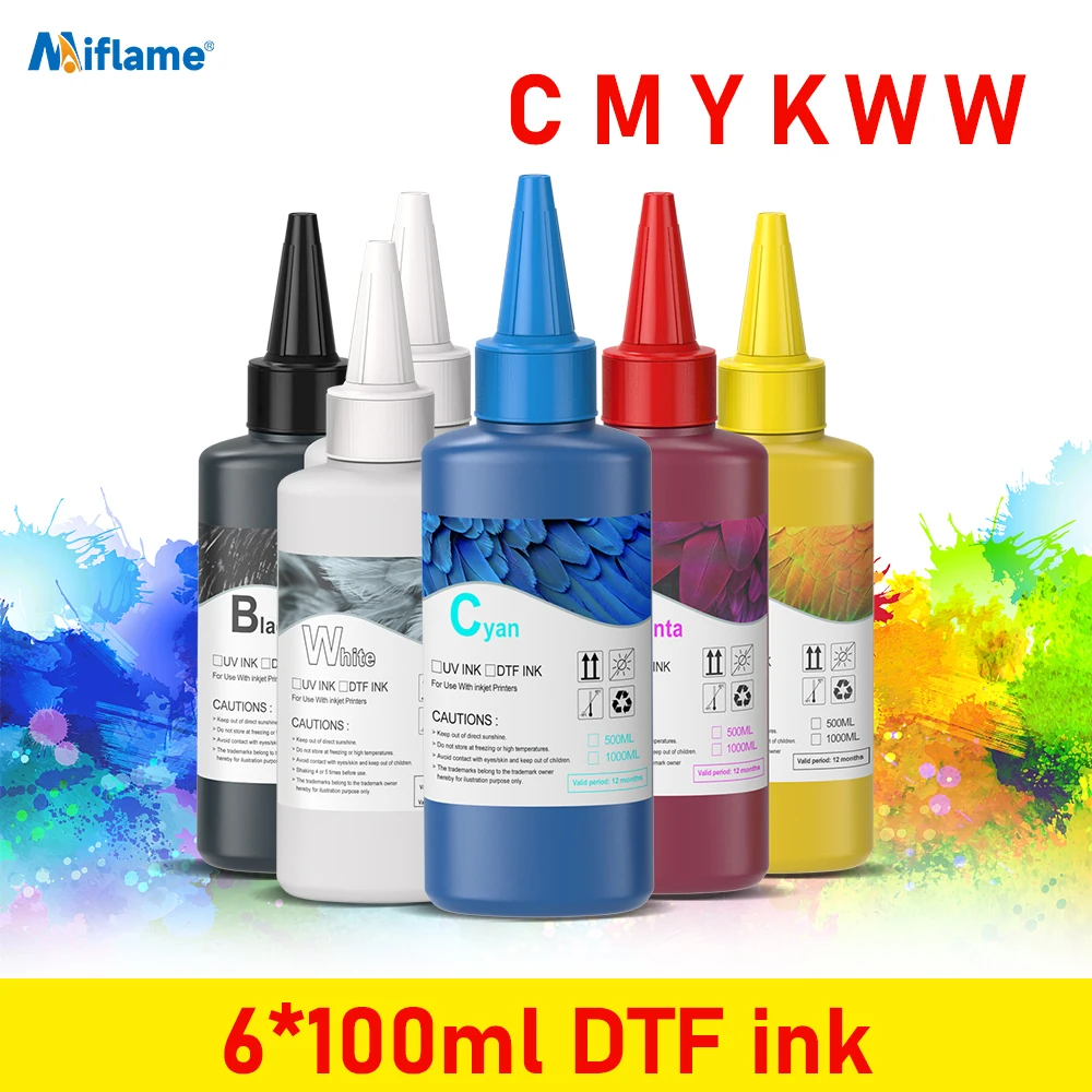 

6*100ML DTF Ink Direct to Transfer Film Ink For all DTF Printer For Epson L1800 L800 L805 I3200 R1390 XP600 TX800 PET Film