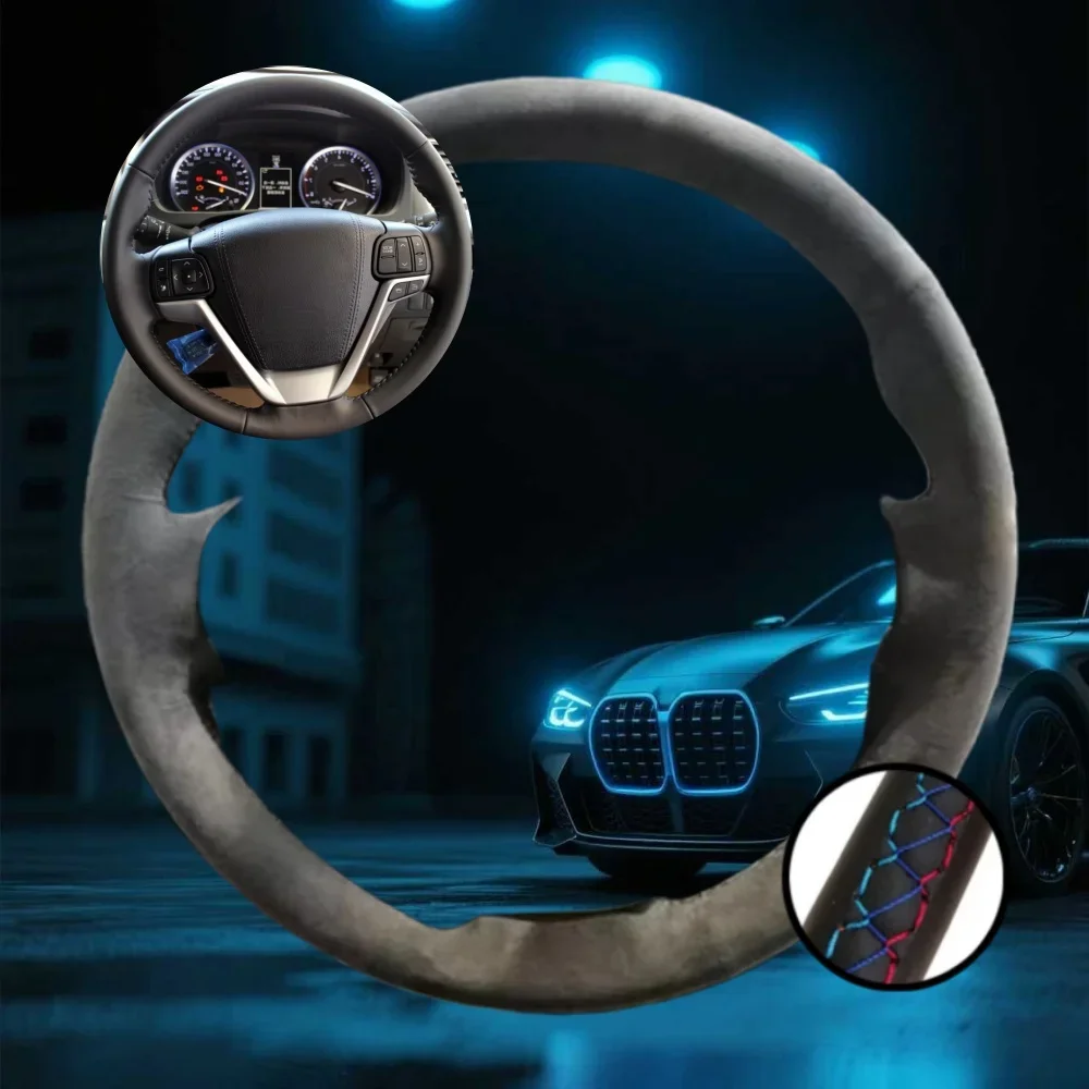 

Индивидуальный чехол на руль автомобиля для Toyota Highlander 2014-2019, замшевые автомобильные аксессуары, сшитая вручную накидка на руль