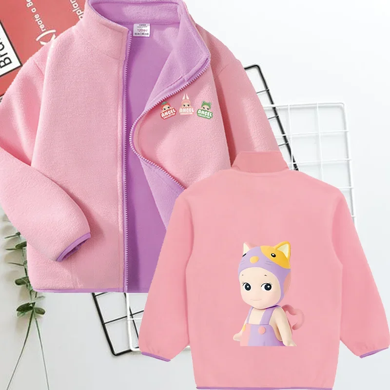 Sonny Angel Polar Fleece Spring Autumn Winter Warm Fleece Jacket Outerwear Kids Solid Soft Polar Fleece Thick Zipper Coats Gifts