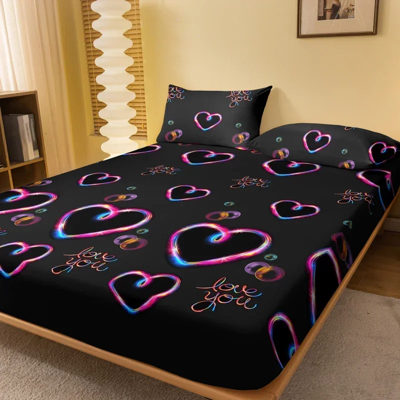 1 piece of heart flashing emotion patterned frosted bedsheet, bedroom printed bedspread, bedding (excluding pillowcases)