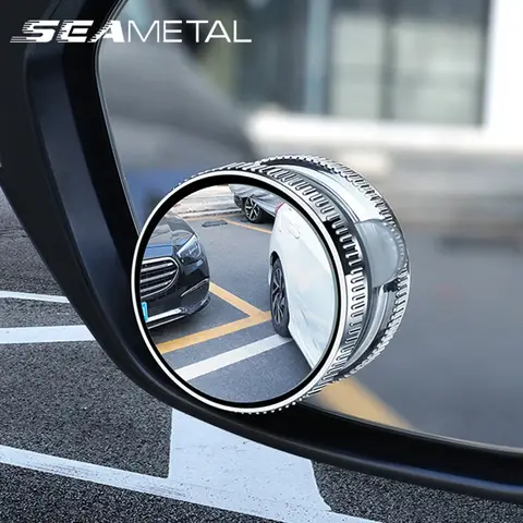 SEAMETAL 광각 자동차 사각지대 거울 360, 조정 가능한 자동차 보조 백미러, HD 흡입 컵, 소형 원형 거울, 2 개