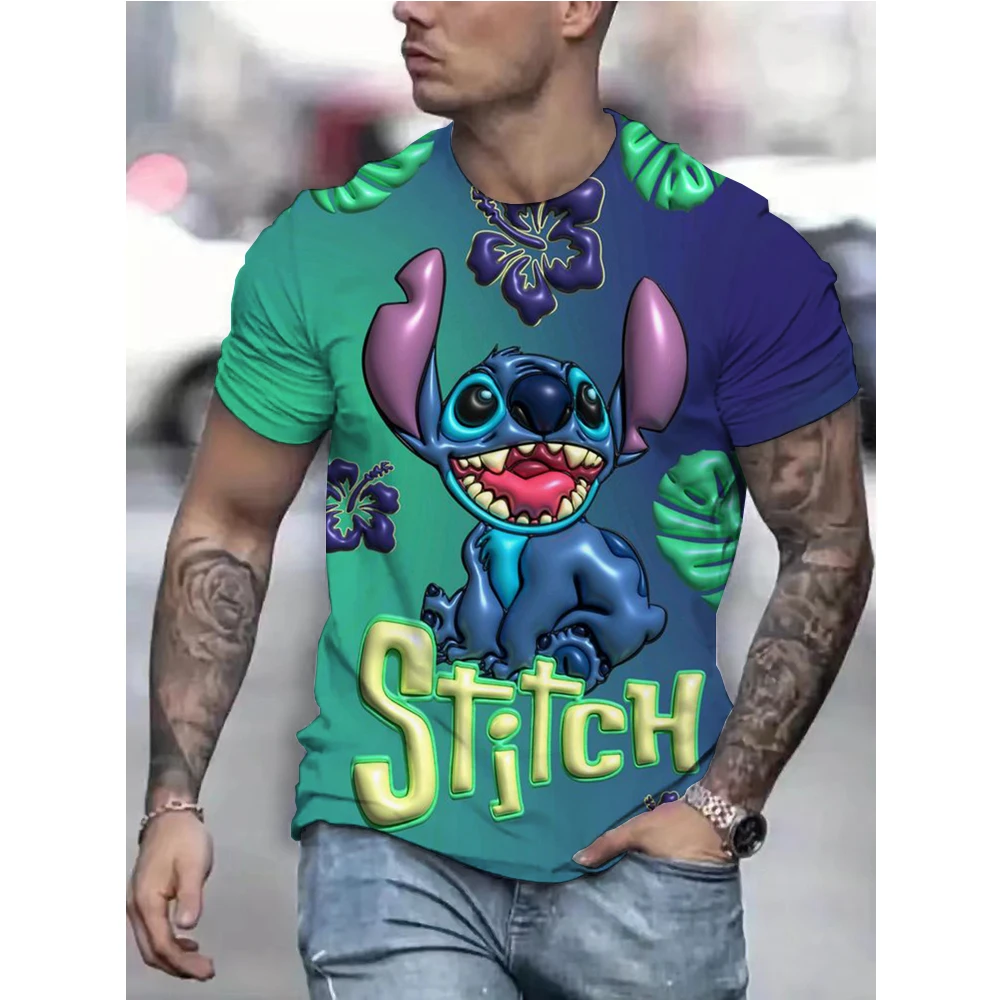 الترفيه ليلو وستيتش تي شيرت الرجال النساء Crewneck النقي ثلاثية الأبعاد الطباعة تي شيرت المتعثرة غرزة صورة تي شيرت حجم كبير الملبس