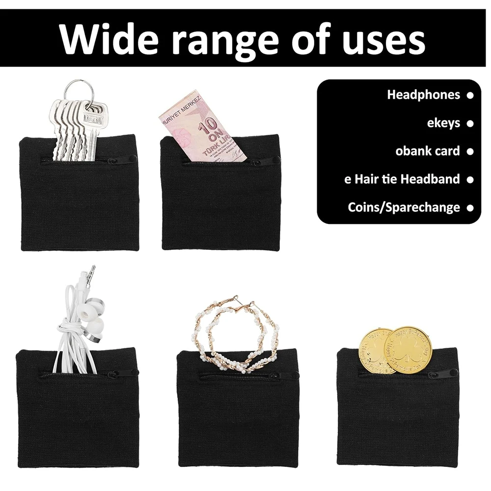 1PC Wrist Wallet Wrist Sweat Bands with Zipper Light Pocket Sports Absorb Sweat Wristbands for Women Men Gym Sports Running