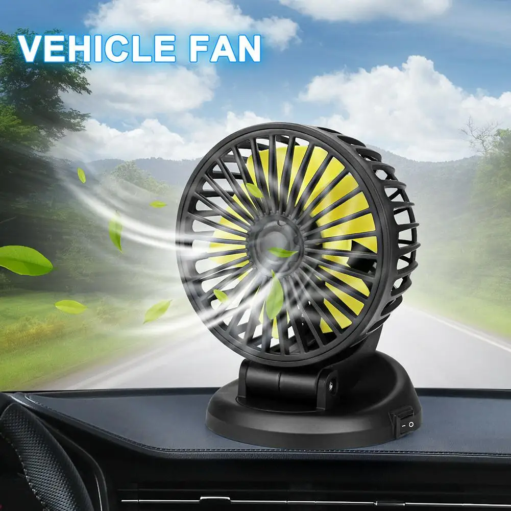 

12V/24V Car Cooling Fan USB Interface Powerful 360 Degrees Rotatable Electric Cooler Universal For Truck SUV