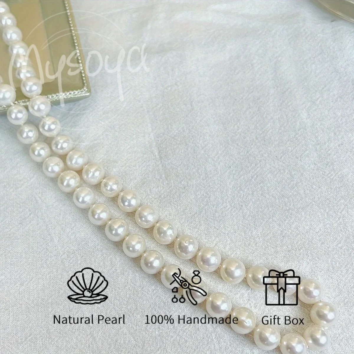 

MYSOYA 7-8mm White AK Freshwater Pearl Necklace Multiple Sizes Gift Box Perfect Gift For Wedding Birthday Christmas New Year