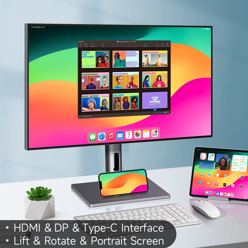게임, 사무실 및 디자인에 적합한 27인치 2K 120HZ DCI-P3 99% 위아래 회전 디스플레이 화면