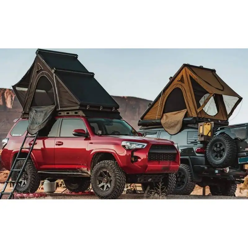 Built-In Mattress Hot Seller Expedition Triangle Rooftop Tent Hardshell Slim Aluminum Ox Fric Four-Season Quick Automatic Openin