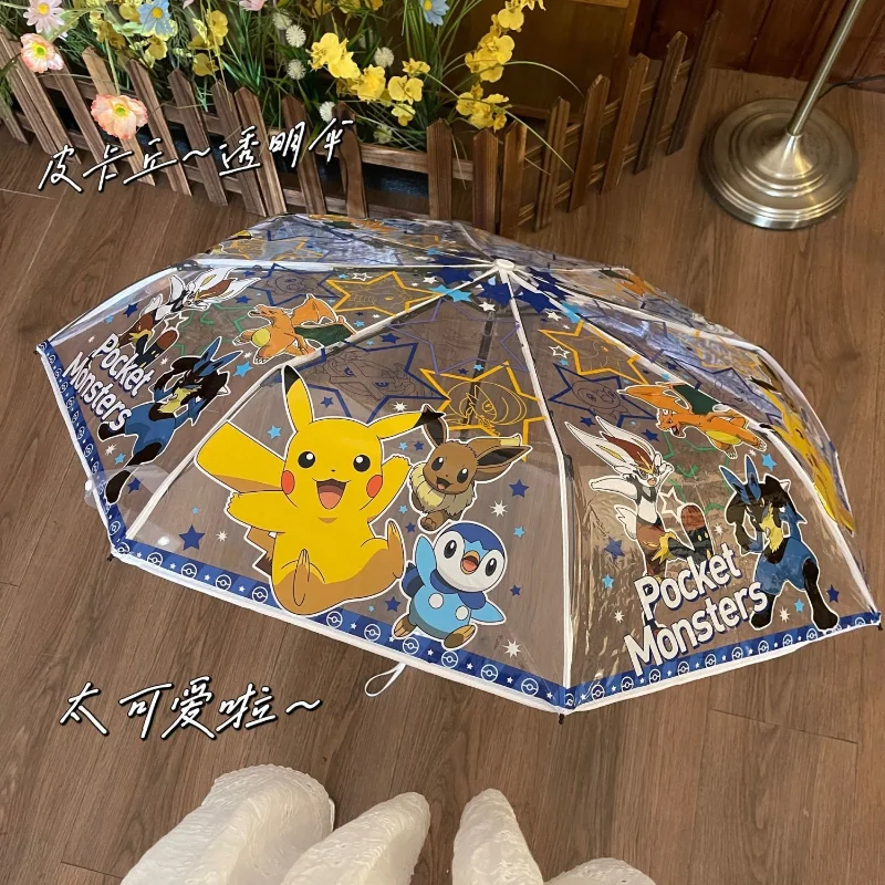 Pokemon Pikachu Umbrella Cartoon Portable Foldable Umbrellas Fashion Transparent Windproof Rainproof Outdoor Travel Parasol