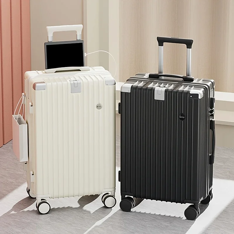 Multifunctional Suitcase with Cup Holder & USB Port - Durable ABS, Business/Fashion Style, Wet/Dry Separation, TSA Lock