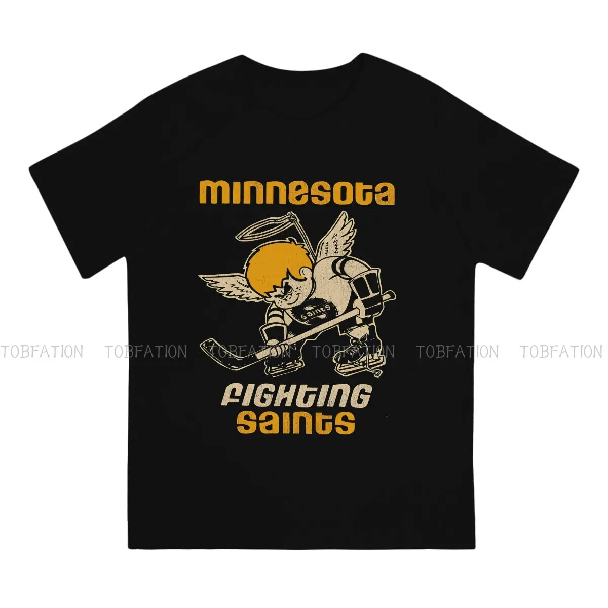 Minnesota Fighting Saints Retro Defunct Hockey Hipster TShirts Ice Hockey Male Graphic Fabric Tops T Shirt O Neck