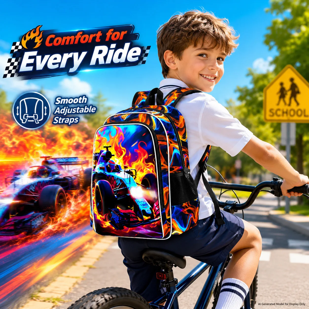 3pcs-17in-uv-flame-single-racing-car-boys-backpack-set-school-backpack-with-handbag-pencil-case