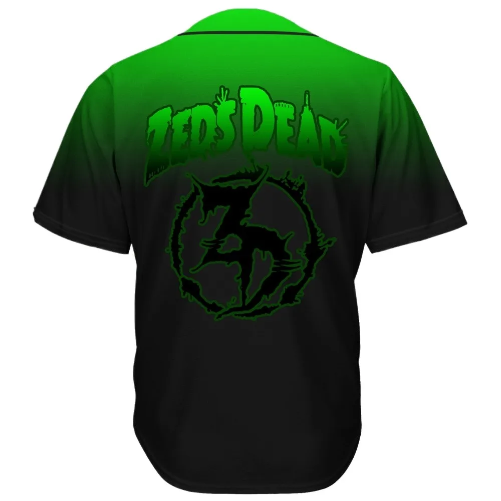 Zeds dead green black gradient rave baseball jersey for EDM festivals Style5