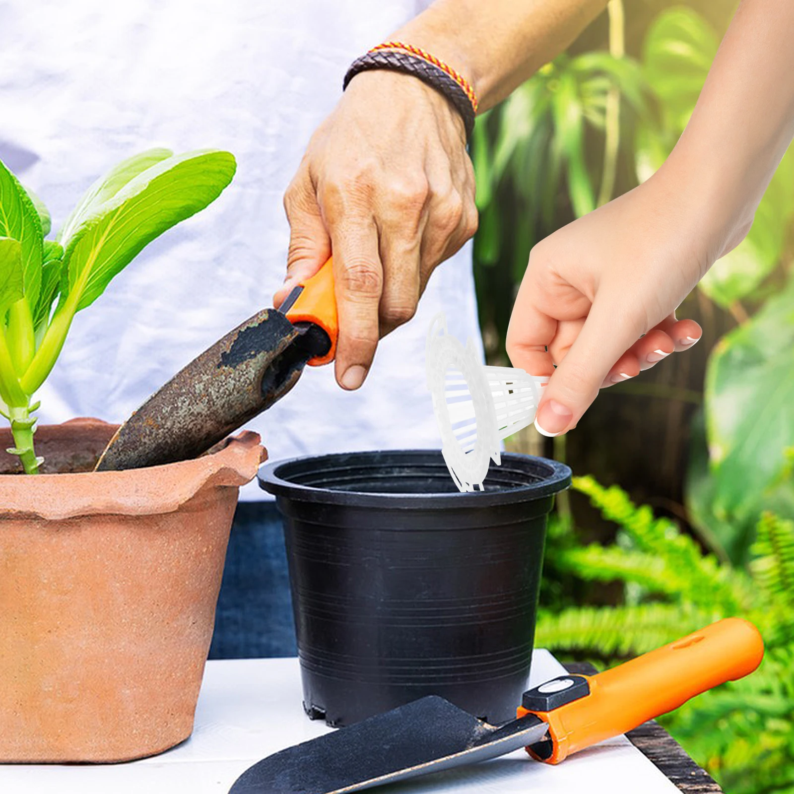 20 Stuks Bloempot Mesh Pads 2.5Cm Kegel Drainage Pakkingen Voor Plant Wortel Bescherming Bonsai Pot Bodem Netto Tuin gereedschap Plastic Mesh