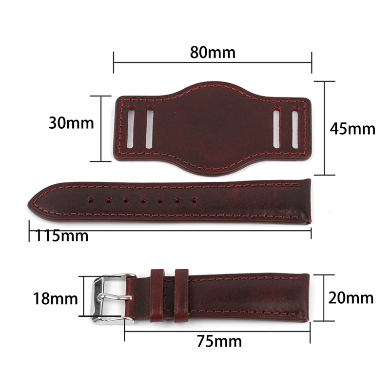 Vintage Oil Wax Leather Watch Strap Universal 20mm 21mm 22mm Tray Watch Strap Cowhide Watchband Accessories UTHAI G16