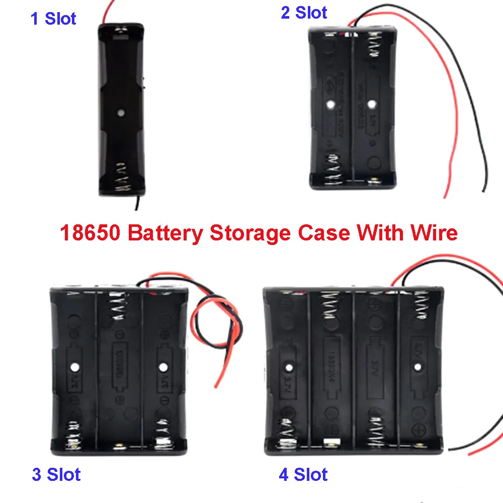 18650 Battery Storage Case With Wire  1 2 3 4 Slot Way DIY Batteries Clip Holder Container