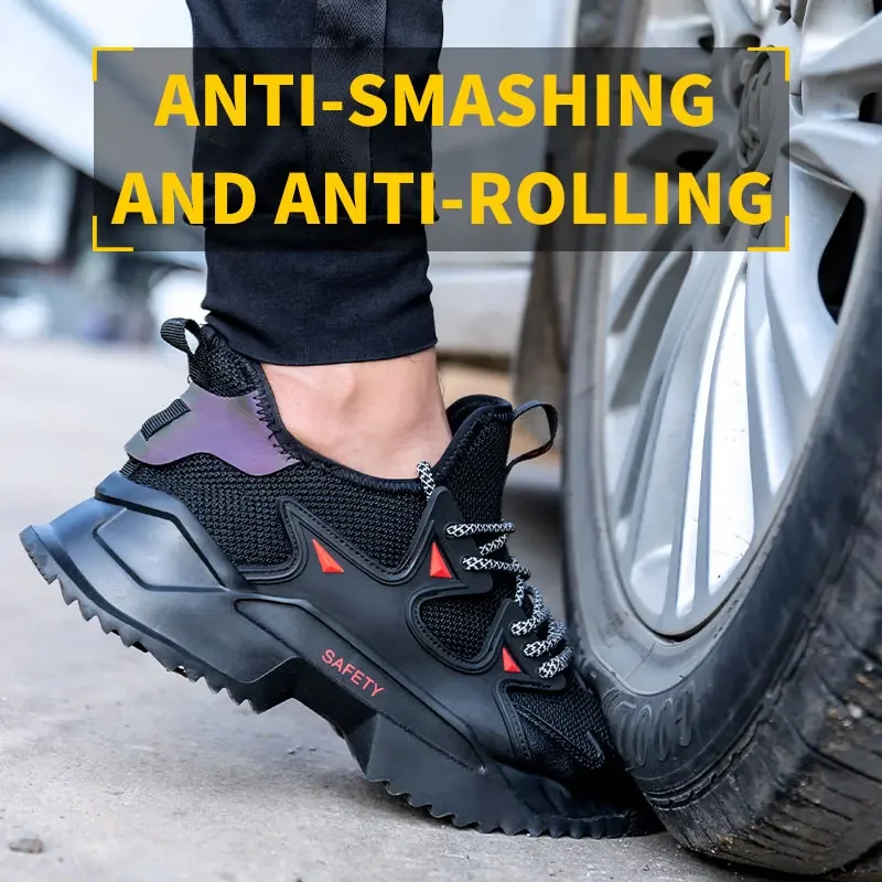 

Men Breathable Non-slip Stab Proof Lightweight Comfortable Work ShoesIndestructible Satin Shoes for Men Steel Work Safety Boots