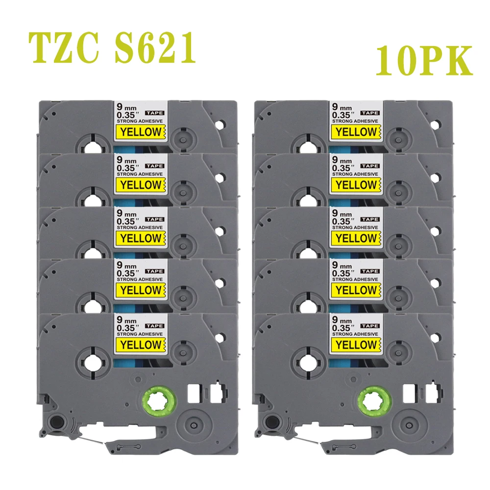 Etiqueta adhesiva fuerte Compatible con impresora de etiquetas Brother p-touch, negro sobre blanco, TZE S621, TzeS621, TzS221, 6/9/12/18/24mm, 1-20 piezas