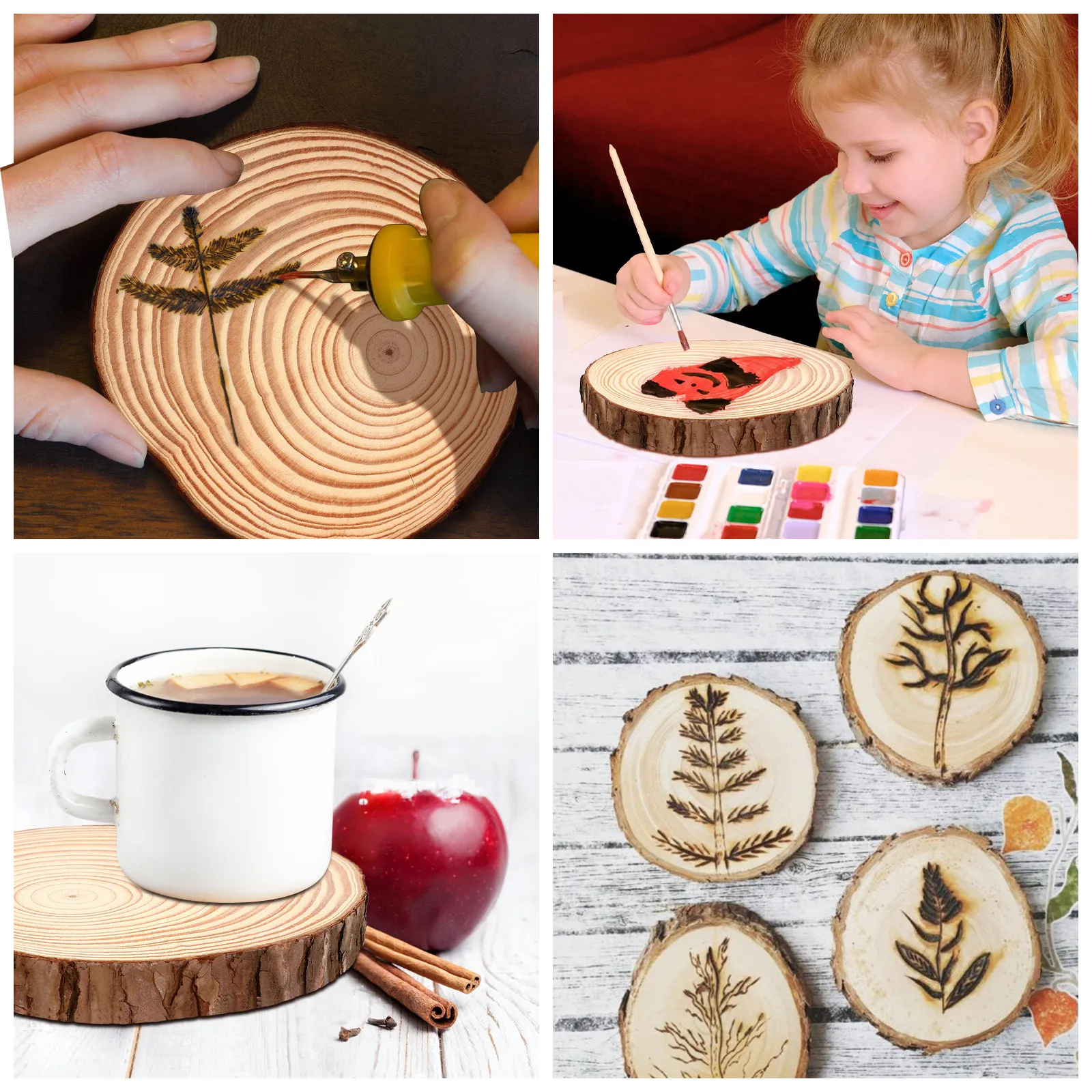 

2Pcs Round Wood Slices with Bark Unfinished Craft Discs for DIY Projects Home Decoration Wooden Centerpieces Natural Look