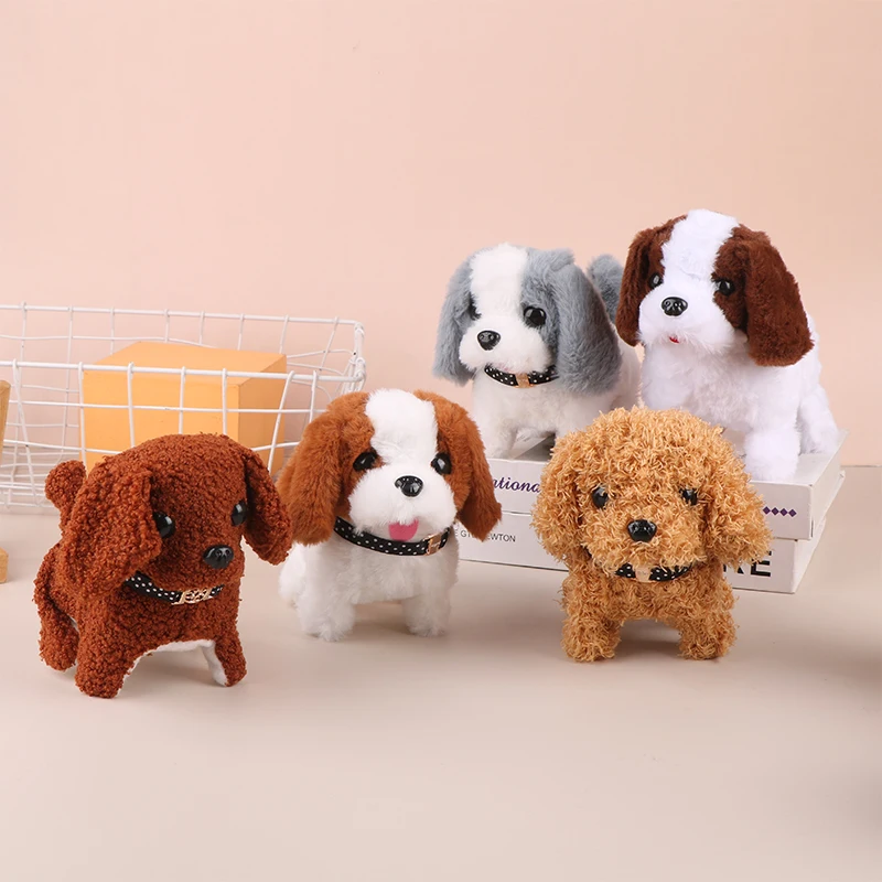 Simulation Electric Little Puppy Can Walk Bark Nod Head Imulation Plush Stuffed Animal Dog