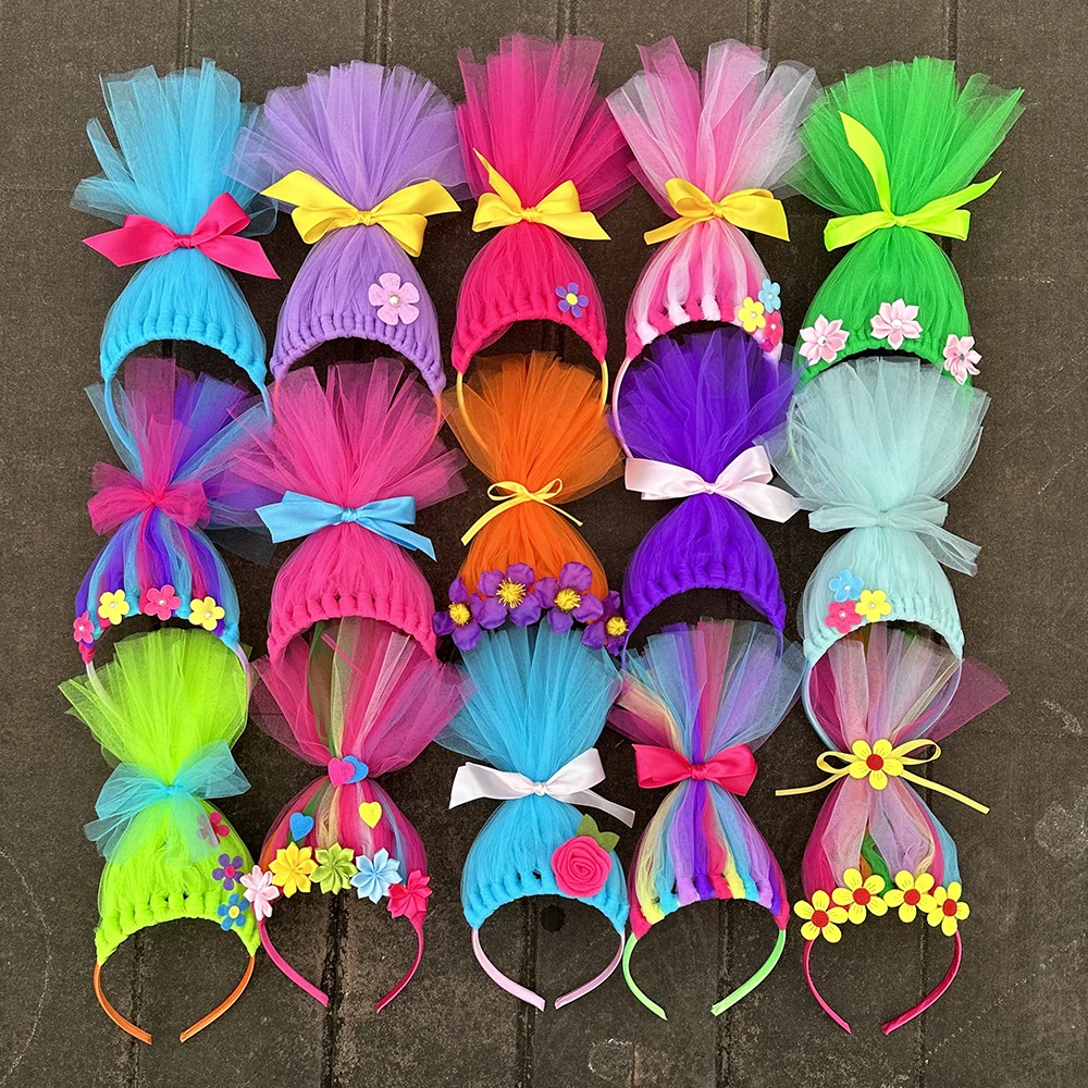 Accessoires pour cheveux de fête Trolls Poppy Princess, bandeaux personnalisés, accessoires de cosplay d'Halloween, couvre-chef, cadeau
