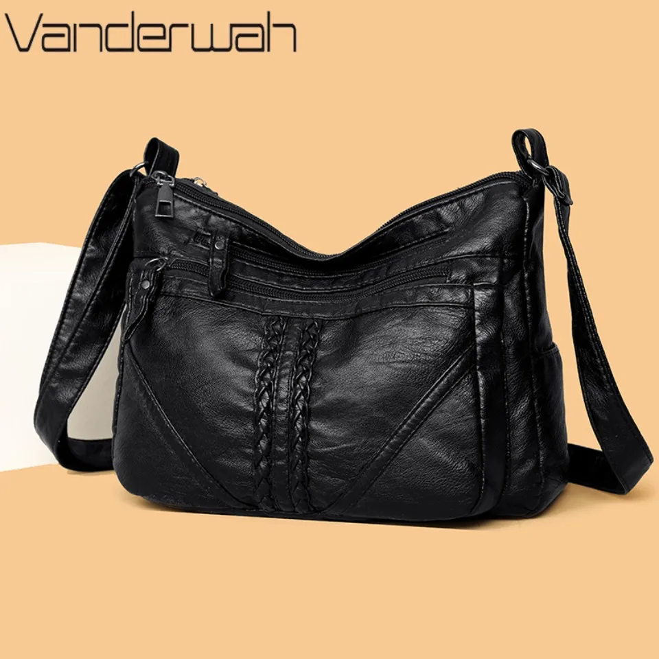 

Fashion Soft Leather Crossbody Bags for Women 2026 Casual Female Multi Pocket Messenger Bags Retro Handbags Ladies Shoulder Bags