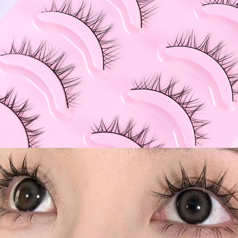 5 Pares Manga Cílios Faux Mink Natural Macio Wispy Fofo Cílios Postiços Maquiagem Manga Cosplay Falso Cílios Extensão Cílios