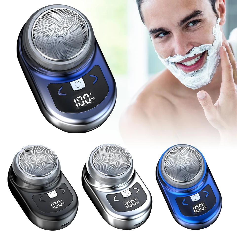 Mini portátil barbeador elétrico para homens, aparador de barba, carregamento tipo c, navalha de bolso, máquina de barbear de alta velocidade