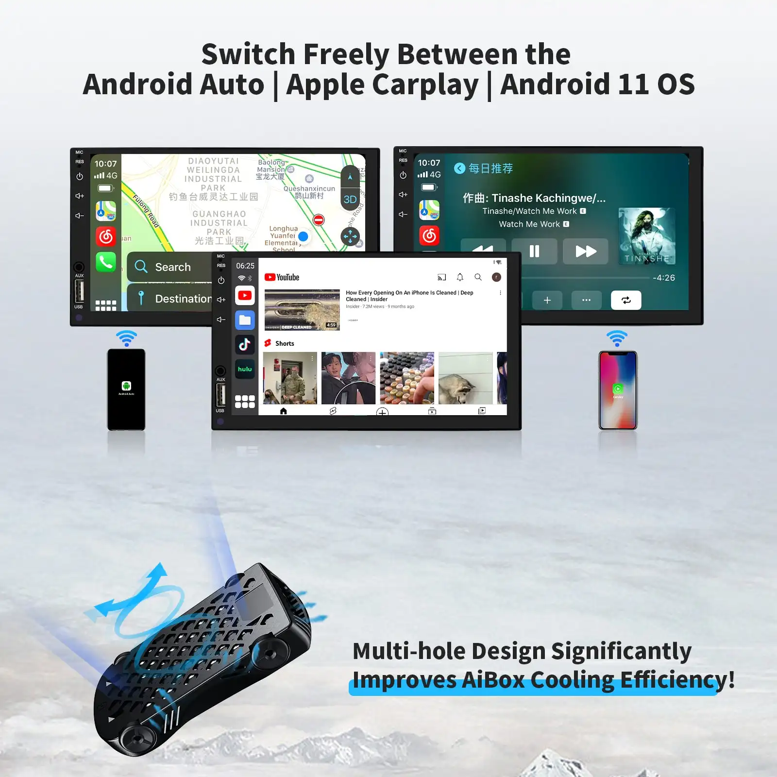 Birgus C6 CarPlay AI Box Wireless CarPlay Android 13 adattatore automatico per Netflix per sistemi intelligenti per Auto YouTube