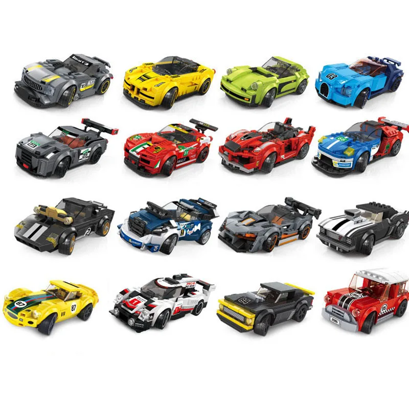 

City Speed Champion Racing Car Block Diy Mini Rally Super Racer Sports Car Vehicle Building Brick Toy For Boy Kids