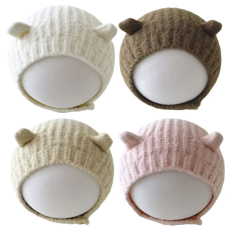

Fashionable Bonnet Baby Warm Ear Protections Caps Soft Pullover Hat Knitted Hat