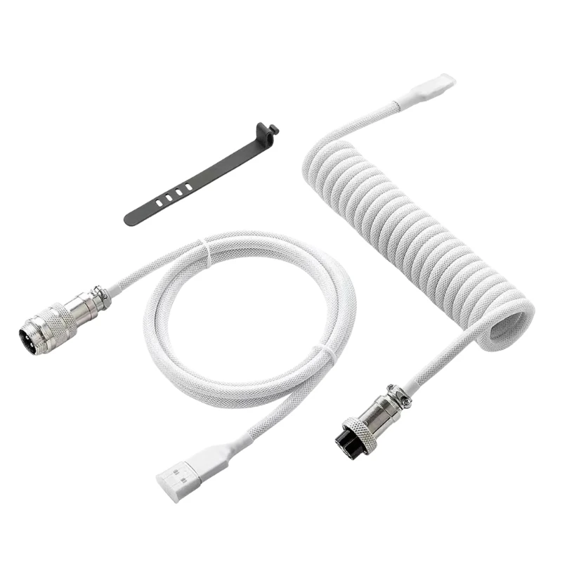 Câble enroulé USB haute performance pour claviers de jeu, fiches d'aviation en métal, câble de clavier mécanique 180cm/70.87 pouces