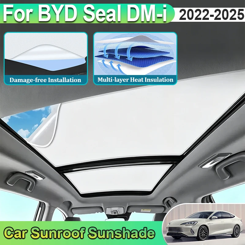 

For BYD Seal DM i Accessories 2022 2023 2024 2025 HX Car Sunroof Sunshade Electrostatic Sorption Glass Skylight Interior Sticker