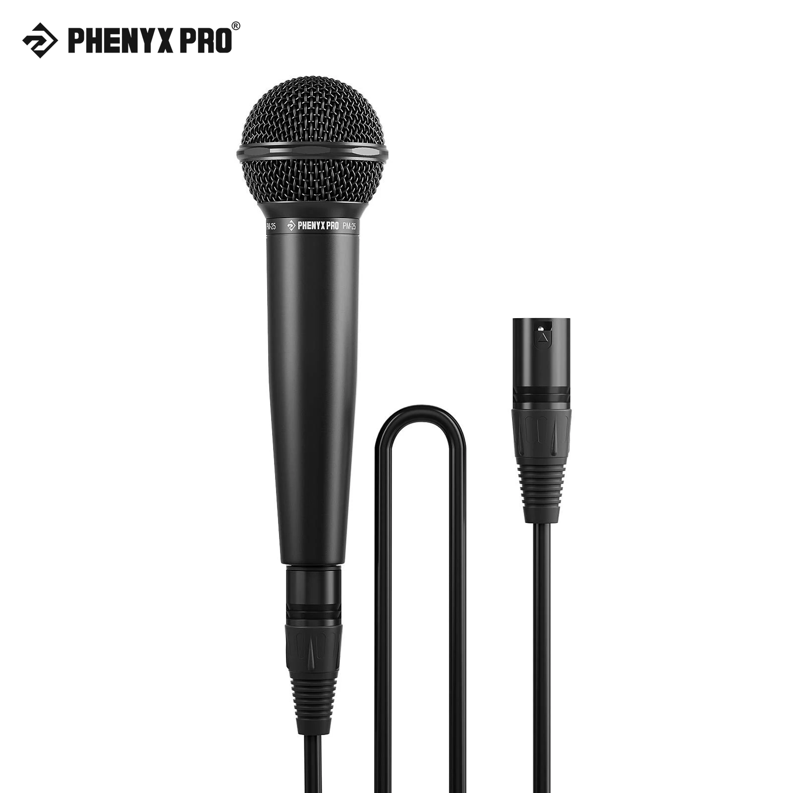 Динамический вокальный микрофон Phenyx Pro, кардиоидный микрофон с переключателем ВКЛ/ВЫКЛ, кабель XLR длиной 16,4 фута для пения, сцены, караоке (PM-25)