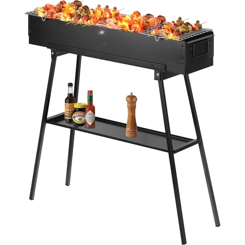 Portable Multiple Size Hibachi BBQ Lamb Skewer Folded Camping Barbecue Grill for Backyard Par