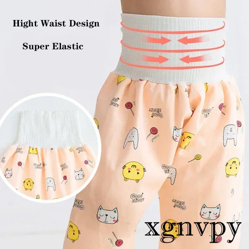 xgnvpy Baby Waterproof Diaper Pants Skirt Potty Training Comfy Shorts Sleepwear Bedclothes for Boys Girls