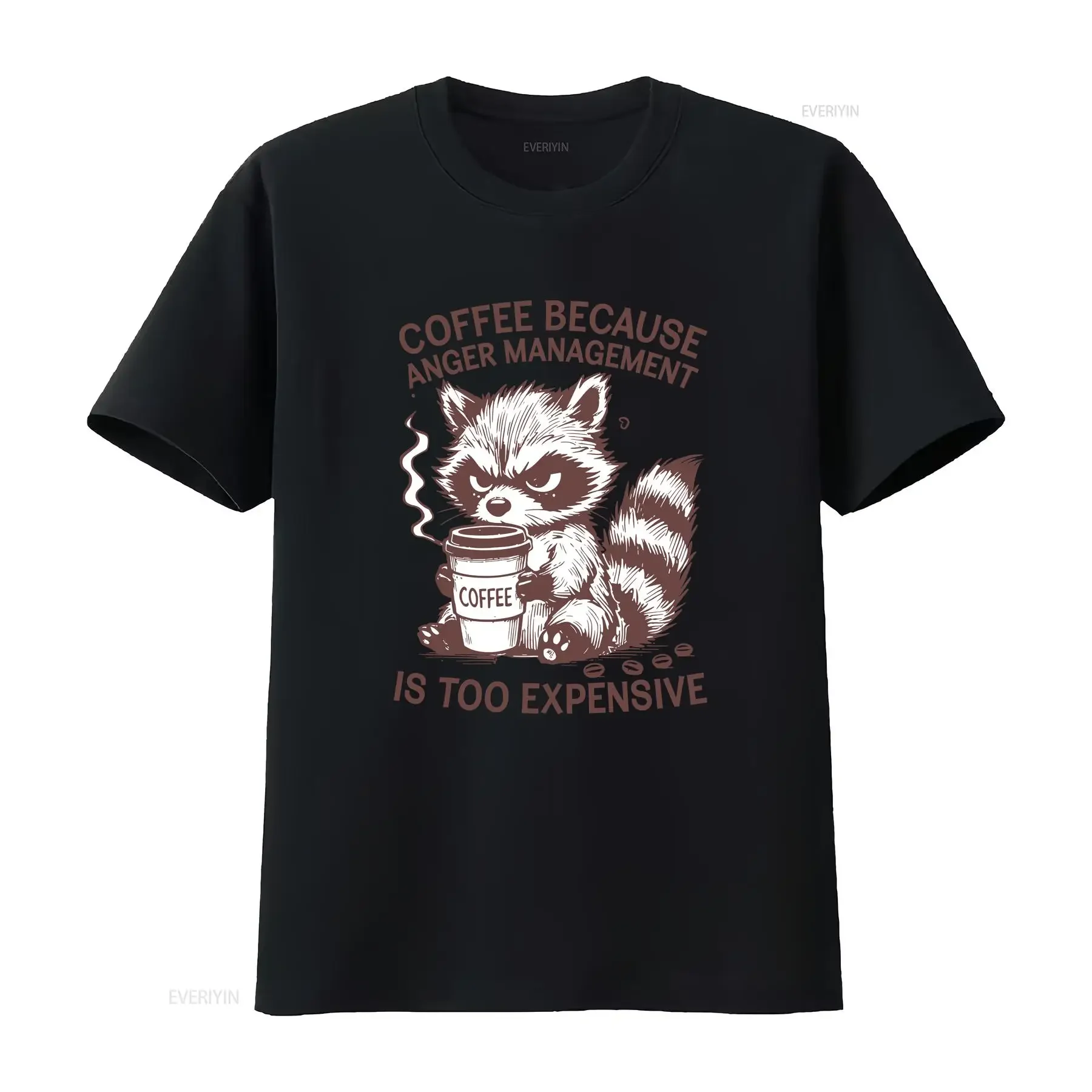 Funny Raccoon Coffee T Shirt Because Anger Management Is Too Expensive vintage Washed graphic Slightly Top For Everyday Wear