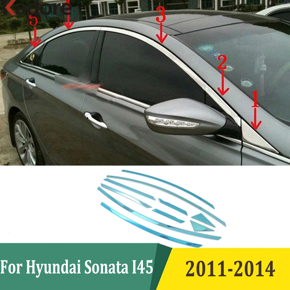 For Hyundai Sonata I45 2011 2012 2013 2014 Stainless Steel Window Molding Sill Lines External Window Frame Trims Accessories