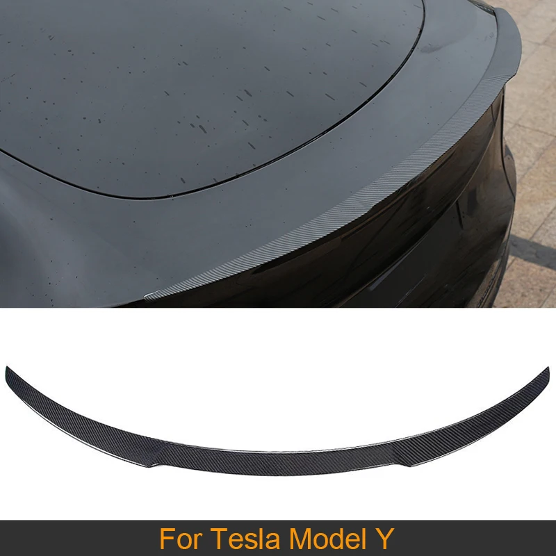 Real Carbon Rear Car Rear Trunk Spoiler Boot Lip Wing For Tesla Model Y 2020 2021 Trunk Spoiler ABS Carbon Look / Glossy Black