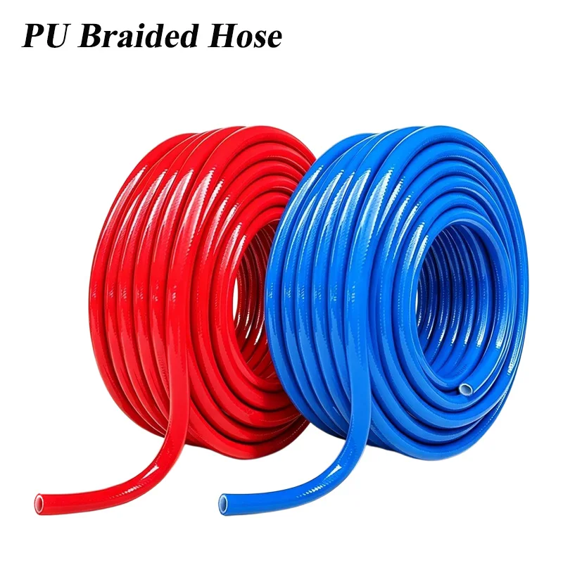 Dreischichtiger Explosionsgeschützter PU-Geflechtschlauch Blau Rot 8x5 10x6,5 12x8MM Hochdruck-PU-Luftschlauch 10-100M Druckluftschlauch